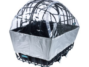 Regenhoes dierenfietsmand achterop Luna